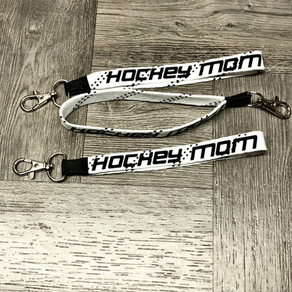 Hockey Mom White Lace Keychain