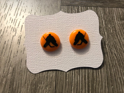 Orange With Black Goalie Earrings