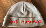 “Spit Happens” Gray Newborn Baby Beanie