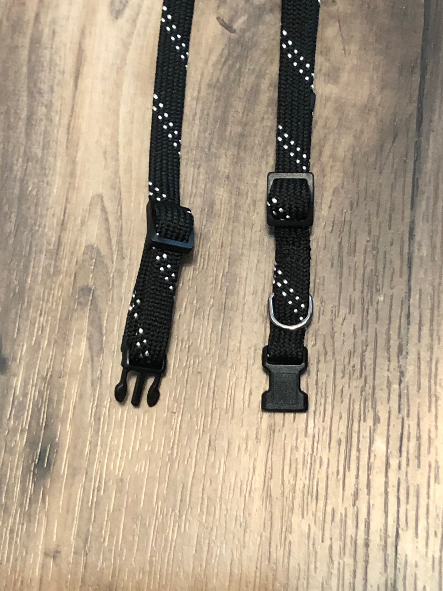 Handmade Adjustable Black Hockey Lace Break Away Cat Collar