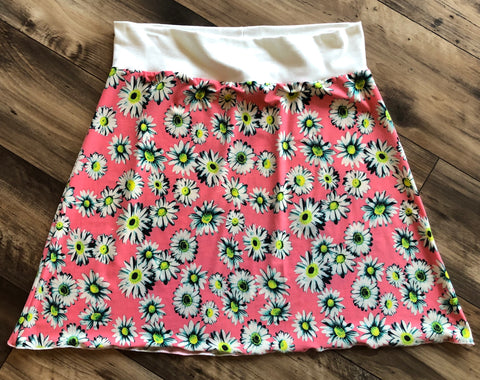 White and Pink Flower Women’s Skirt – Created To Sew