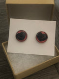 Red Hockey Puck Heart Handmade 12mm Studded Earrings