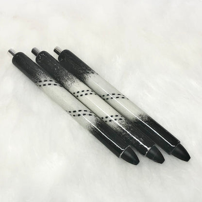 Black Distressed White Hockey Lace Pen