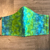 Green and Blue Geometric Face Mask Men’s Size