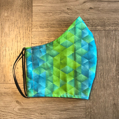Green and Blue Geometric Face Mask Men’s Size