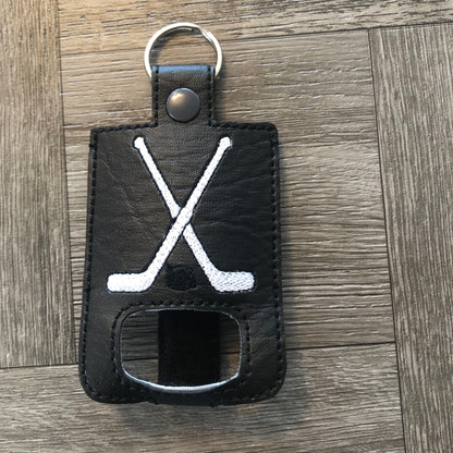 Black Hockey Inhaler Holder With Snap Closure And A Key Ring