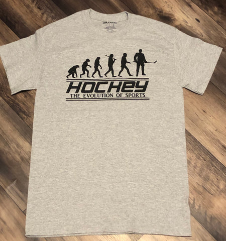“Hockey The Evolution Of Sports” Gray Adult T-Shirt