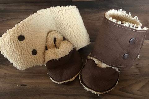 Sherpa Brown Baby Stay On Boots Size 6-9m